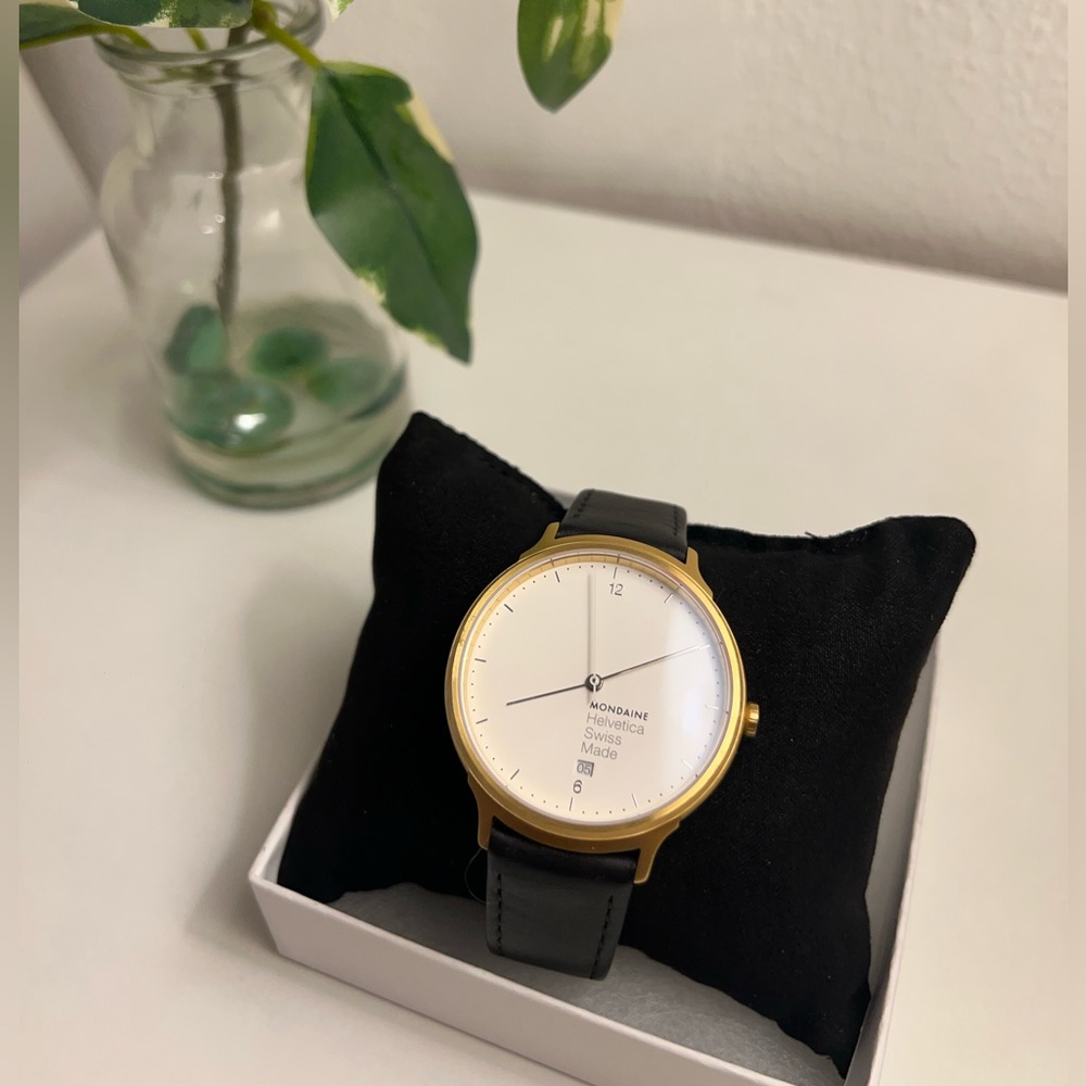 Mondaine Helvetica No1 38mm Light Gold-Tone Steel White Dial Watch